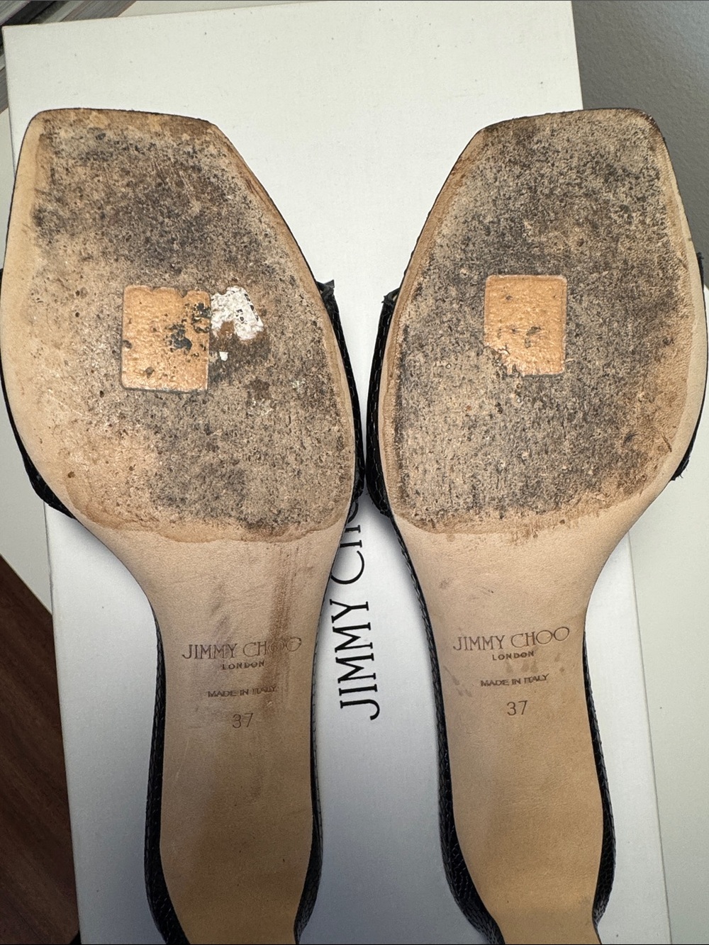Jimmy Choo x Kaia Gerber Black Leather Slide Heels - Picture 7 of 8